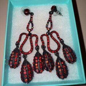 Red Gem Statement Earrings